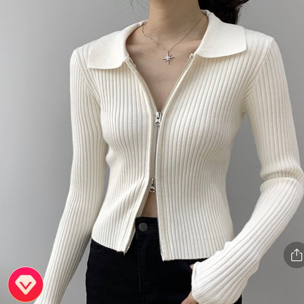 White sexy two zipper sweater